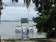 A private dock on Lake Dora Pines offers a serene escape with beautiful water views and lush greenery at 670 Oleander St, Mount Dora, FL 32757