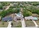 Ariel view of the home with a private pool, two outbuildings, and neighbor homes at 800 Jefferis Ct, Eustis, FL 32726