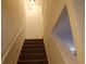 Carpeted stairway with white railings leading to the upper level of the home at 10115 Regent Park Dr # 2503, Orlando, FL 32825
