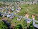 Aerial view of a community with well-manicured lawns and golf course in the background at 13875 Se 97Th Ave, Summerfield, FL 34491