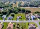 A bird's-eye view of the property in a well-maintained neighborhood with mature trees at 13875 Se 97Th Ave, Summerfield, FL 34491