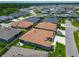 A neighborhood with houses, manicured lawns, and a view of the backyards from above at 3138 Aurea Pl, The Villages, FL 32163