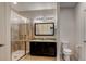 Bathroom featuring a double vanity, shower, and toilet at 3194 Bayou Ln, Tavares, FL 32778