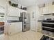 A modern kitchen featuring stainless steel appliances and a stylish countertop at 32521 W Golf Ct, Leesburg, FL 34748