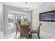 Bright dining area has a ceiling fan and a bay window looking out to the pool at 5400 Saddleback Ct, Lady Lake, FL 32159