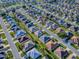 An aerial view of a well-maintained community with tree-lined streets and landscaping at 8601 Se 133Rd St, Summerfield, FL 34491