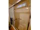 Bathroom shower featuring glass doors, a shower head, and a built-in soap dish at 1005 Matthew Ave, Lady Lake, FL 32159