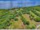 Aerial view of a waterfront property with defined land boundaries and lush greenery at 11226 Lane Park Rd, Tavares, FL 32778