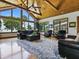 Spacious living room featuring a vaulted wood ceiling, large windows, and lots of natural light at 11226 Lane Park Rd, Tavares, FL 32778