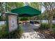 Resident picnic area featuring tables, chairs, and BBQ grills next to the pickleball court at 179 Birchmont Dr, Deland, FL 32724
