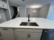 Bright kitchen island with stainless steel sink, and open access to the living and dining spaces at 1881 Sunshine Peak Dr, Minneola, FL 34715