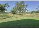 Spacious backyard view of the golf course and mature trees beyond the well maintained lawn at 3706 Doune Way, Clermont, FL 34711