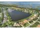 Wide aerial shot captures an expansive lakefront community, emphasizing tranquility and water views at 4835 Calasans Ave, St Cloud, FL 34771