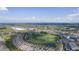 An aerial view showcasing a Primary-planned community, highlighting green spaces and ponds at 5043 Stokes Way, Wildwood, FL 34785