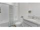 Bright bathroom with a shower-tub combination and granite vanity top at 5043 Stokes Way, Wildwood, FL 34785