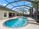 An enclosed pool and patio area with lots of room for entertaining by the water's edge at 631 Independence Path, The Villages, FL 32163