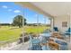 Screened patio with chairs, table and a beautiful view of the golf course at 8779 Se 141St Lane Rd, Summerfield, FL 34491