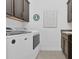 Functional laundry room with modern machines and dark cabinetry for ample storage at 453 Treviso Dr, Poinciana, FL 34759