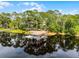 Waterfront home featuring a private boat dock with boat and jet ski lifts, providing access to the serene lake at 10122 Royal Island Ct, Orlando, FL 32836