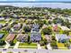 Panoramic aerial captures the property's prime location near a lake, offering scenic views and community atmosphere at 12833 Hyland Ln, Clermont, FL 34711