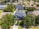Stunning aerial view of the home with backyard pool in a quiet neighborhood at 12833 Hyland Ln, Clermont, FL 34711