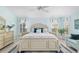 Spacious main bedroom offering plantation shutters, a ceiling fan, and stylish furnishings at 1521 Southport St, The Villages, FL 32162