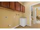 This laundry room has a utility sink, tile floors, and base cabinets for extra storage at 2064 Rafton Rd, Apopka, FL 32703