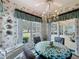 Breakfast nook boasting a chandelier and views of the lanai and surrounding greenery at 2415 Twickingham Ct, Clermont, FL 34711