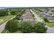 Aerial view showcasing the well-maintained backyards, in a neighborhood with lush trees at 2424 Plumadore Dr, Grand Island, FL 32735