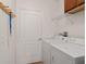 Bright laundry room with appliances and shelving at 26822 Bull Run, Leesburg, FL 34748