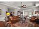 Spacious living room with multiple seating areas and an open layout, perfect for entertaining and Gathering gatherings at 621 High Point Dr, Mount Dora, FL 32757