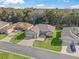 Aerial view of a single story home with well maintained lawn, and three car garage at 10994 Se 168Th Loop, Summerfield, FL 34491