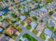 Scenic aerial view of the property in a community with neatly landscaped surroundings and tree-lined streets at 1206 Thompson Ave, The Villages, FL 32162