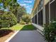 Green backyard featuring well-manicured landscaping, mature trees, and a covered patio at 25243 River Crest Dr, Leesburg, FL 34748