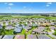 Wide aerial view of a vibrant neighborhood with lush landscaping, winding streets, and tranquil ponds at 3405 Nursery Pl, The Villages, FL 32163