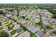 Overhead perspective of a well-established community boasting a variety of home styles and lush landscaping at 412 Hildalgo Dr, The Villages, FL 32159