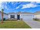 Charming single-story home featuring a two-car garage, stone accents, and a well-manicured lawn at 5013 Balsam Falls Rd, Deland, FL 32724