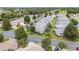 Bird's eye view of a suburban neighborhood with neatly aligned homes, lush greenery, and paved roads at 8608 Se 141St Street Rd, Summerfield, FL 34491