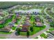 Beautiful aerial view of a single Gathering home on a well manicured lot in a residential neighborhood with a pond at 10986 Se 171St Street Rd, Summerfield, FL 34491