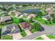 Overhead shot displays a home with an expansive lawn, nestled in a community near a tranquil pond and lush greenery at 10986 Se 171St Street Rd, Summerfield, FL 34491