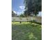 Spacious backyard featuring a lush lawn, privacy fence and variety of young trees at 11036 Bronson Rd, Clermont, FL 34711