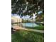 Community tennis court with well-maintained surface, enclosed by fencing and mature trees at 130 Southern Pecan Cir # 204, Winter Garden, FL 34787