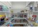 Organized pantry with wire shelving, providing ample storage space for food and household items at 15022 Se 94Th Ct, Summerfield, FL 34491