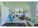 Covered patio featuring a ceiling fan, comfortable furniture and views of the back yard at 15022 Se 94Th Ct, Summerfield, FL 34491
