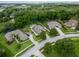 Birds-eye view of neighborhood homes near a lake, sports fields, and a water tower at 16951 Florence View Dr, Montverde, FL 34756
