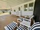 Covered porch with outdoor seating, a decorated wreath, and multiple windows at 175 Hibiscus Way, Leesburg, FL 34748