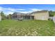 Spacious backyard with well-kept lawn and a screened-in patio over the pool area at 2896 Picadilly Cir, Kissimmee, FL 34747