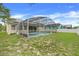 Backyard with well-kept lawn and screened-in patio over a relaxing pool area at 2896 Picadilly Cir, Kissimmee, FL 34747