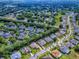 Expansive aerial view of a neighborhood with lush landscaping, mature trees and a sparkling private pool at 812 Eagle Claw Ct, Lake Mary, FL 32746