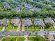 An aerial shot highlighting a home with a pool, bordered by mature trees and green lawns at 812 Eagle Claw Ct, Lake Mary, FL 32746